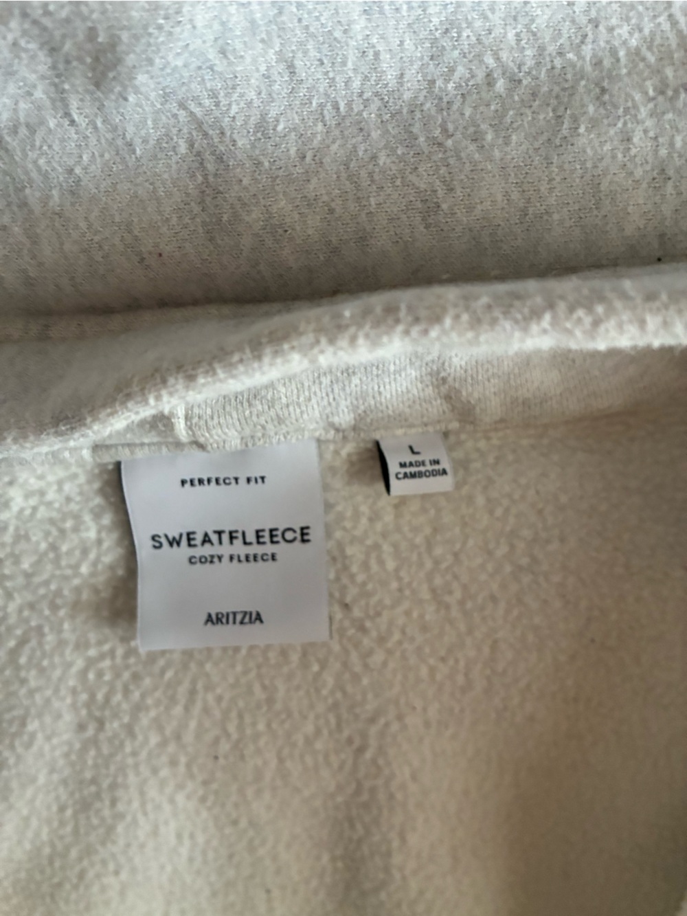 Aritzia Sweatfleece Zip up Heather Grey - Picture 2 of 3